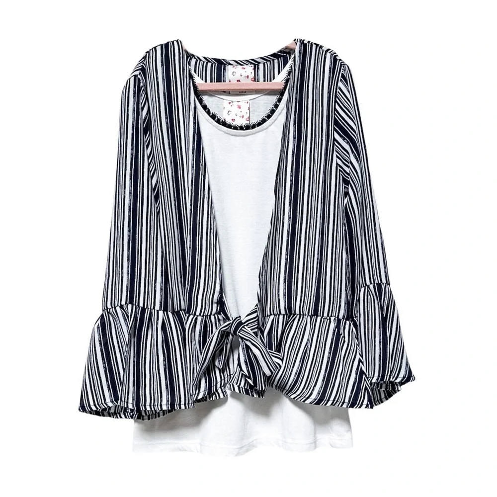 Belle Du Jour Tie Front Cardigan With Tank Top